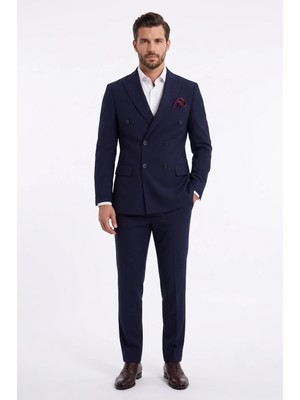 Uki Lacivert Comfort Fit 6 Drop Kruvaze Takım Elbise