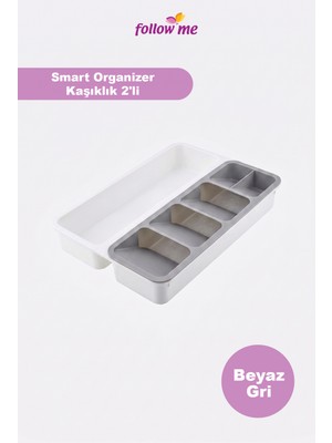 Follow Me Smart Organizer Kaşıklık 2'li Beyaz-Gri