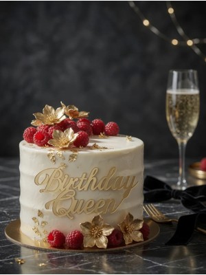 Dodomar Birthday Queen Plexi Pasta Süsü Doğum Günü Cake Topper Parti Dekorasyonu