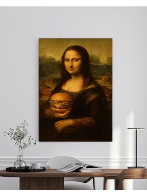 Özkacar Group Mono Lisa Hamburger Kanvas Tablo Ev Duvar Salon Ofis Hediyelik Dekarasyon