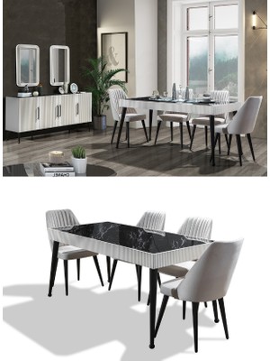 Diavse Ev Yaşam Asil 6 Sandalyeli Yemek Odası