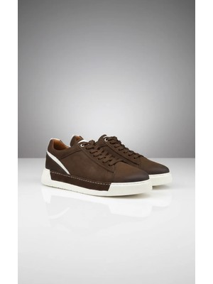 Elevli Erkek Kahve Sneaker Deri Ayakkabı