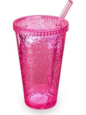 Homer 600 ml Mika Smoothie Bardağı Pipetli Kapaklı Sert Plastik 3 Parça