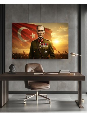 Özkacar Group Mareşal Musta Kemal Atatürk Ev Duvar Salon Ofis Hediyelik Dekarasyon Kanvas Tablo