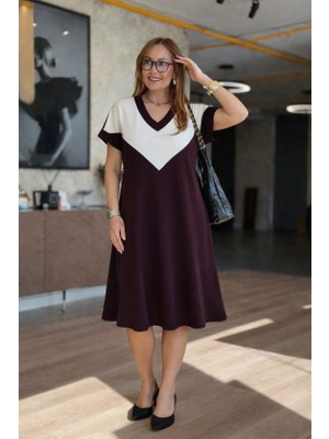 Moda Loris Kadın Kısa Kollu V Yakalı Kısa Modal Elbise