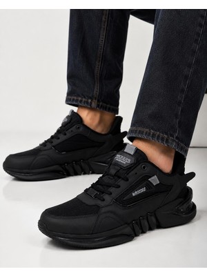 Wickers Erkek Siyah Kalın Taban  Chunky Sneaker Günlük Spor Ayakkabı Air Tabanlı