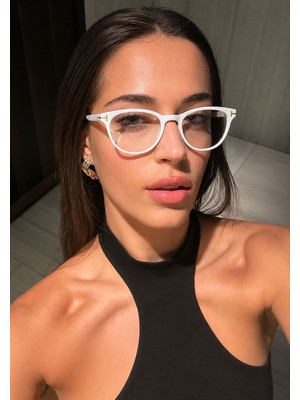 SUN PEARL Lucıa Şeffaf Çerçeve Kadın Gözlük Cat Eye Blue Block Bilgisayar Gözlüğü