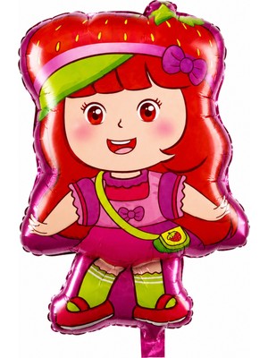 Bkmc 🍓 Çilek Kız Karakter Folyo Balon Helyum Uyumlu Büyük Boy Doğum Günü Parti Süsü