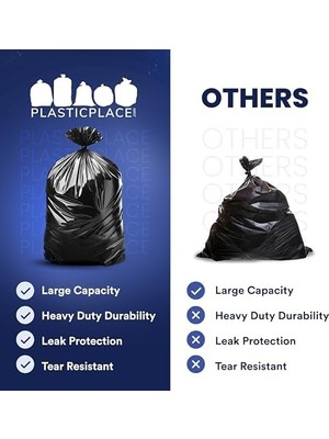 Hd Group Plasticplace - W55LDBS1 55-60 Galon Çöp Poşeti 1,7 Mil Eq ❜ Siyah Çevre Dostu Ağır Hizmet Çöp Kovası Astarları - 96,5 cm x 147,3 cm (100 Adet) Siyah