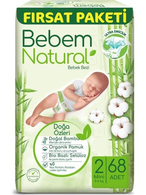 Hd Group Bebem Natural Bebek Bezi Mini 2 Beden Fırsat Paketi 68 Adet
