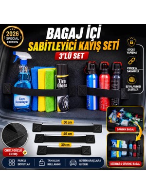 TUMKE Bagaj Toplayıcı Bagaj Düzenleyici Bagaj Organizeri Bagaj Lastiği Elastik Bagaj Sabitleyici 3 Lü Set