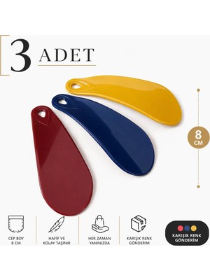 Meerkat 3 Adet Karışık Renkli Cep Boy Plastik Ayakkabı Çekeceği, 8 cm Kerata