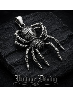 Voyage Accessory Paslanmaz Çelik Gotik Stil  Büyük Boy Örümcek Kolye