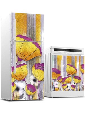 Hd Group Buzdolabı ve Bulaşık Makinası Beyaz Eşya Kaplama 3D Flowers
