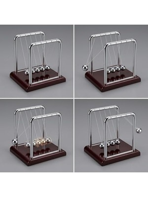 Hd Group Newton Beşiği, Gümüş Çelik Toplar, Ahşap Tabanlı, 17X17 Cm, Masa Dekoru, Ofis Aksesuarı