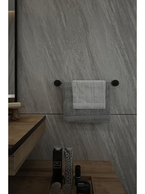 Hd Group Siyah Uzun Havluluk Havlu Askısı Banyo Askısı 40 cm - Delmeye Son Ister Yapıştır Ister Montajla