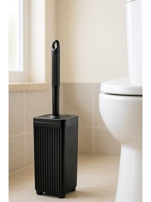 Hd Group Serisi Siyah Banyo Seti, 5 Parça Akrilik Kare 5 Litre Çöp Kovası, Sabunluk, Fırçalık Takımı 34 Siyah