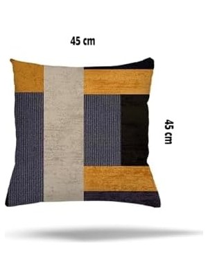 Hd Group Pelangi Geometrik Desen Renk Bloklu Gizli Fermuarlı Yastık Kılıfı Kırlent Kılıfı Koltuk Yastık Kılıfı, Gri-Hardal 45 x 45