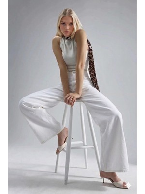 Layal My Beauty Alice Kadın Palazzo Power Likralı Süper Yüksek Bel Salaş Jeans Kot Pantolon