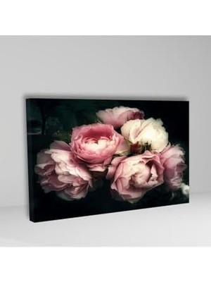 Hd Group Tekli Yatay Kanvas Duvar Tablosu Siyah Fonda Pembe Güller, 90 x 60