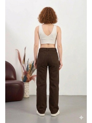 Layal My Beauty Alice Kadın Palazzo Power Likralı Süper Yüksek Bel Salaş Jeans Kot Pantolon