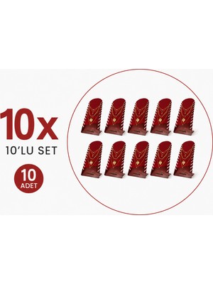 Çakra 10'lu Pleksi Kolye Standı Şeffaf Kırmızı - Takı Organizeri - Takılık
