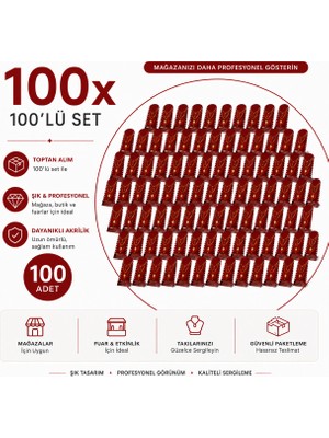Çakra 100'LÜ Pleksi Kolye Standı Şeffaf Kırmızı - Takı Organizeri - Takılık