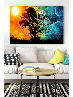 Hd Group (PSTER16062) Gece - Gündüz Sanatsal Kanvas Tablo 50 x 70