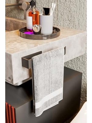 Hd Group Zift Paslanmaz Çelik Mat Siyah Havlu Askısı - Yapışkanlı Havluluk - Banyo & Lavabo Havlu Tutacağı - Stilo