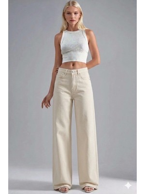 Layal My Beauty Alice Kadın Palazzo Power Likralı Süper Yüksek Bel Salaş Jeans Kot Pantolon