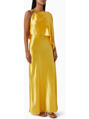 Acler Humfield Bright Amber Saten Kapeli Midi Kadın Elbise