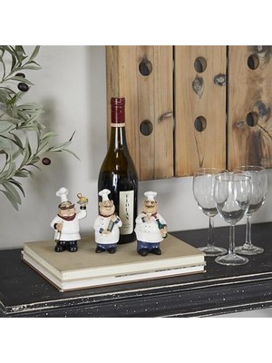 Hd Group Deco 79 Polystone Şef Heykeli (3chef Seti) 5", 4", 6" H, Beyaz