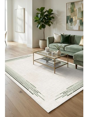 Pelura Halı Modern Çerçeve Desen Baskılı Kaymaz Yıkanabilir Salon Oturma Odası Mutfak Balkon Halısı Yolluk
