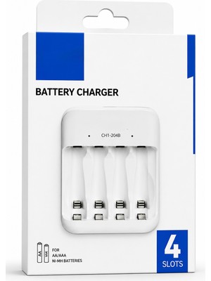 Azurtech CH1-204B Aa/aaa Pil Şarj Cihazı 4 Yuvalı Akıllı Şarj Aleti