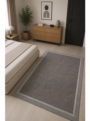 Pelura Halı Sisal Görünümlü Bordürlü Baskılı Kaymaz Yıkanabilir Salon Oturma Odası Mutfak Balkon Halısı Yolluk