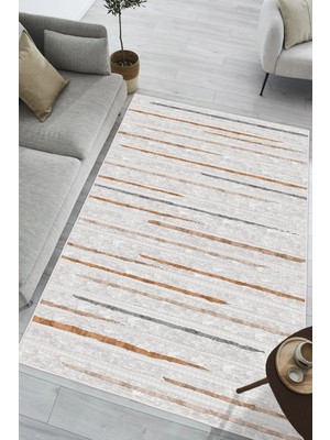 Pelura Halı Modern Çizgili Baskılı Halı Makinede Yıkanabilir Kaymaz Taban Oturma Odası Salon ve Yolluk Halı