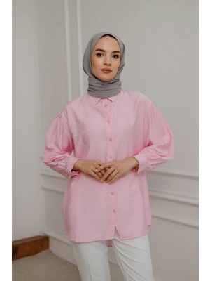 Moonsc Kadın Gömlek Regular Fit Tesettür Pembe