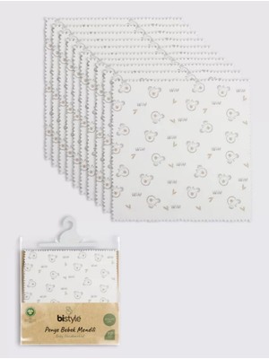 Renas Store Üreticiniz Koala 20X20 10'lu Penye Mendil 90165 Ekru
