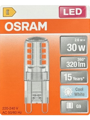 (1 Adet) Osram 2,6W (30W) 4000K (Ilık Beyaz) G9 Duylu LED Kapsül Ampul