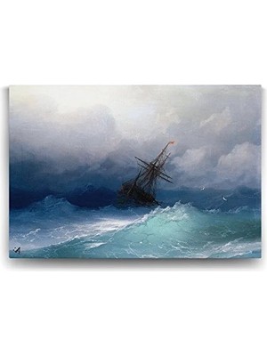 Die Grup Ivan Ayvazovski - Fırtınalı Denizde Gemi Tablosu - 140X100CM