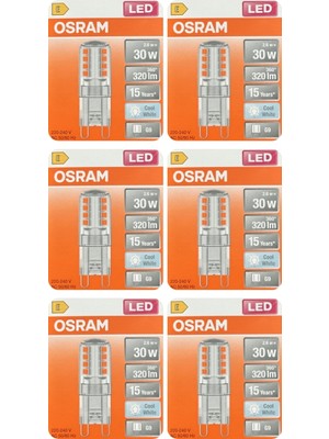 (6 Adet) Osram 2,6W (30W) 4000K (Ilık Beyaz) G9 Duylu LED Kapsül Ampul