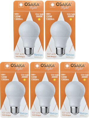 Avarson (5 adet) Osaka 18W (120W) Sarı Işık (3000K) E27 Duylu (Kalın Duy) LED Ampul