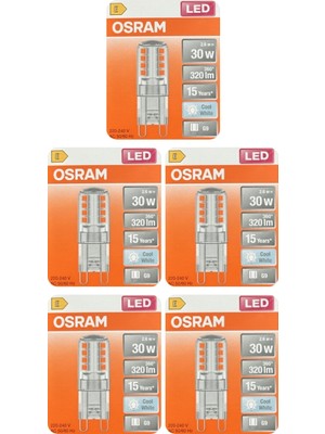 (5 Adet) Osram 2,6W (30W) 4000K (Ilık Beyaz) G9 Duylu LED Kapsül Ampul