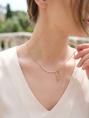 Museum Of You Zirkon Taşlı Geometrik Sallantılı Minimal Zincir Kolye - 14K Altın Kaplama Renk