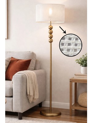 Taşcan Aydınlatma Lyon Eskitme Toplu Metal Ayaklı Lambader Hazeran Rattan Şapka Açık Ton Modern , Oturma Odası ,yatak Odası , Salon Lambader