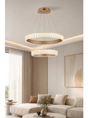 Taşcan Aydınlatma Rosalia Bronz Sarkıt LED 2 Katlı Avize Modern Luxury Salon Yatak Odası Avize