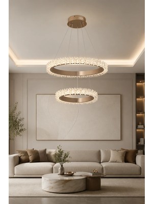 Taşcan Aydınlatma Ibiza Bronz Sarkıt 2 Katlı LED Avize Modern Luxury Salon Yatak Odası Avize