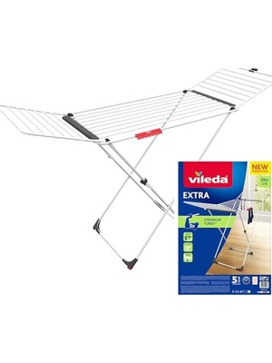 Die Grup Vileda Extra 20 Metre Kurutma Alanına Sahip, Tekerli ve Kanatlı Çamaşır Kurutmalığı