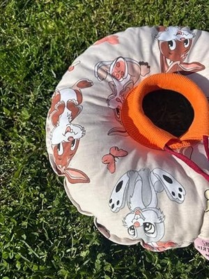 Die Grup Operasyon Sonrası Kedi Boyunluk, Turuncu Tavşan Desenli, Orta Boy
