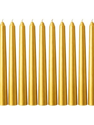 Die Grup Gold Renk Ince Şamdan Mum Seti,25 cm Uzunluk,10’lu Paket, Dekoratif Taper, Şık Masa, Davet ve Özel Gün Dekorasyonu Için